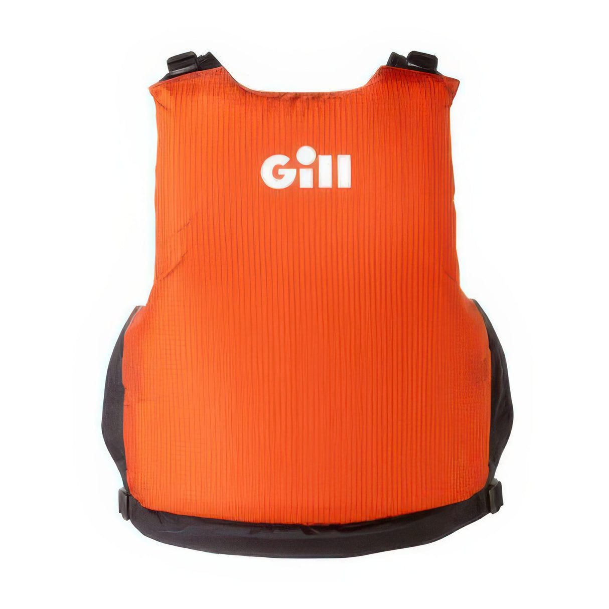 Orange life vest with 'Gill' logo on a white background