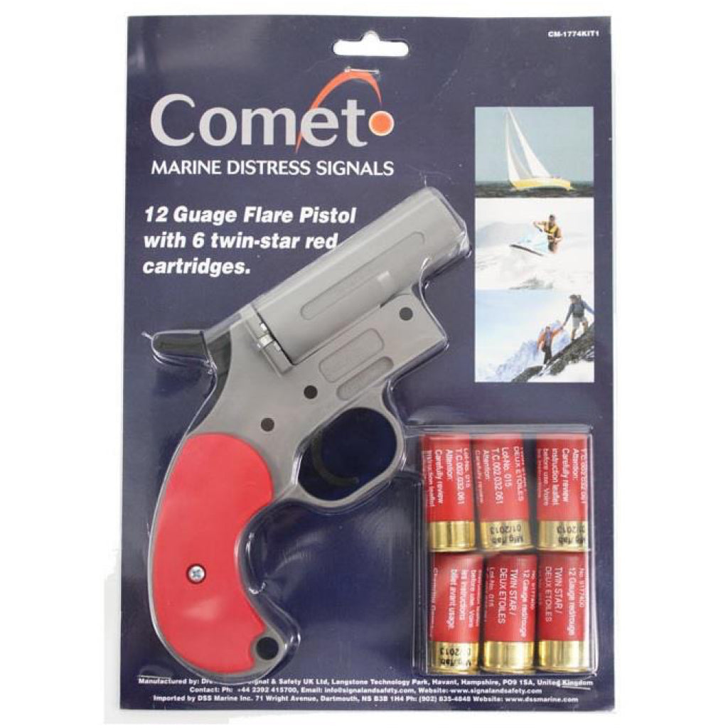Flare gun with shells in packaging.