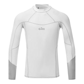 White long-sleeve shirt with a brand logo on a white background.