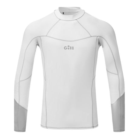 White long-sleeve shirt with a brand logo on a white background.