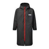 Black raincoat with red zipper and Gill logo on a white background