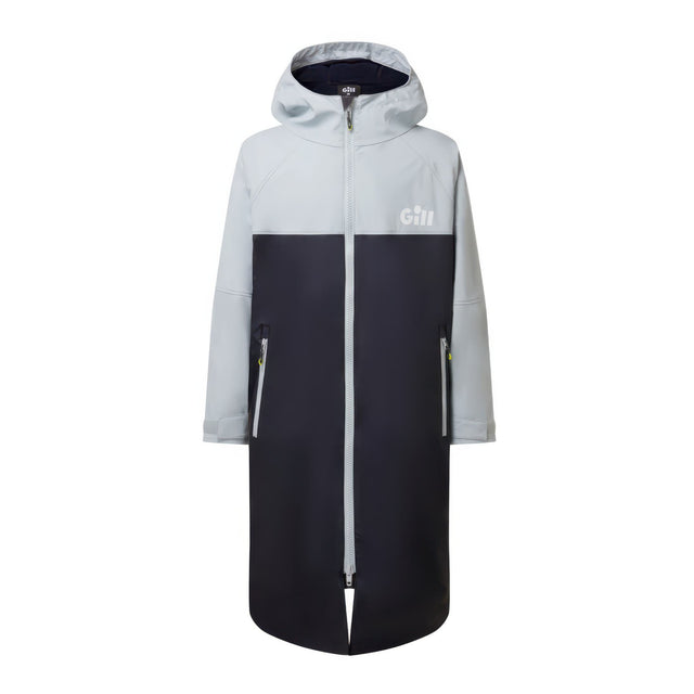 Two-tone raincoat with a hood on a white background