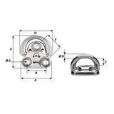 Technical drawing of a metal clip with labeled dimensions on a white background