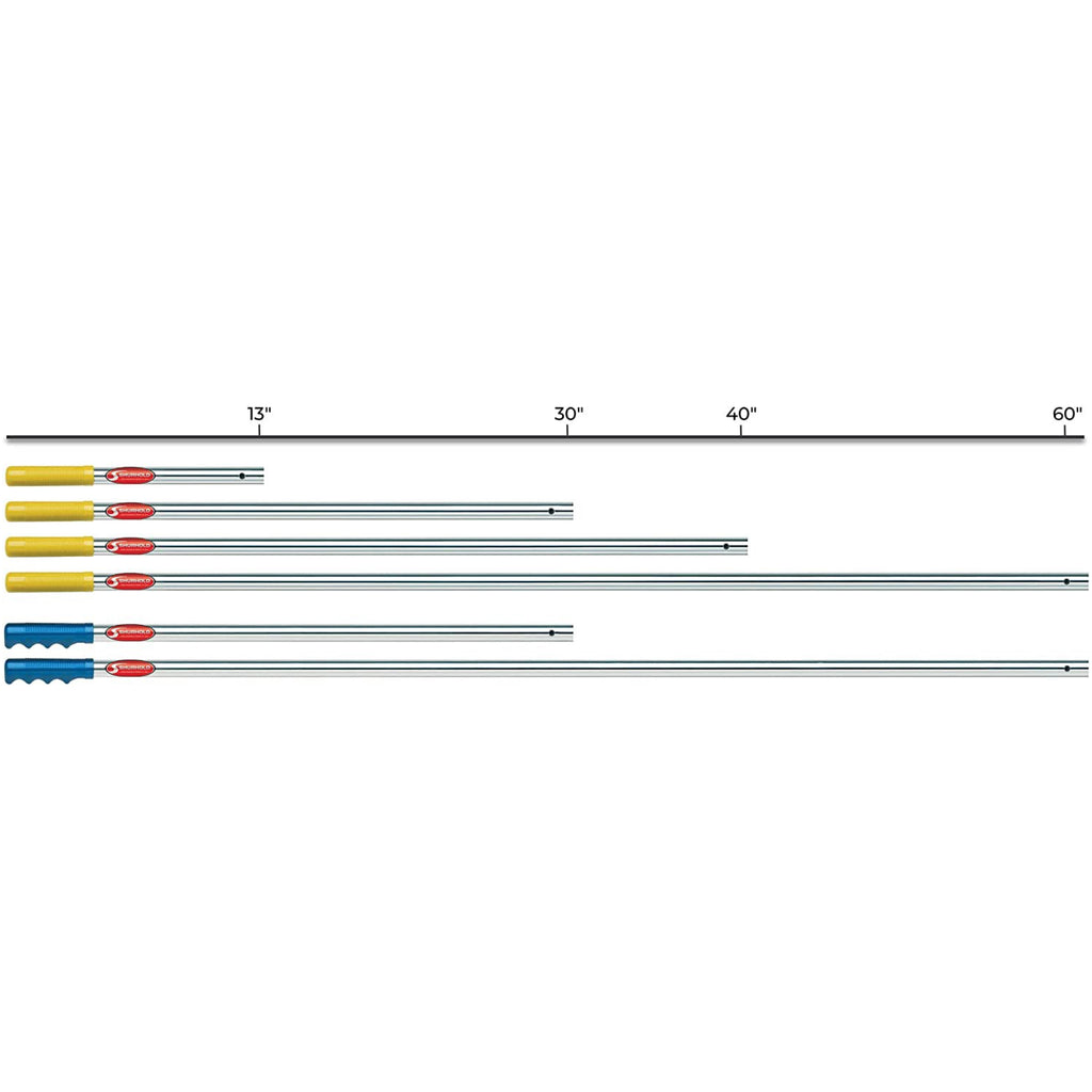 Shurhold Fixed Aluminum Handle size comparison chart.