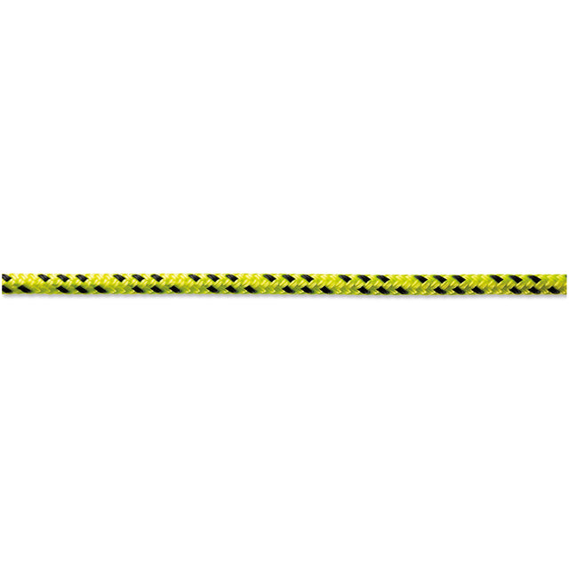 Yellow and black braided rope on a white background
