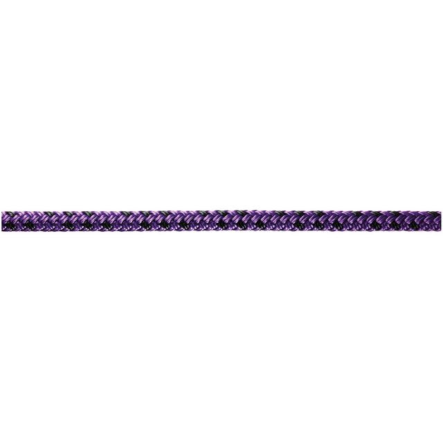 Purple and black braided rope on a white background