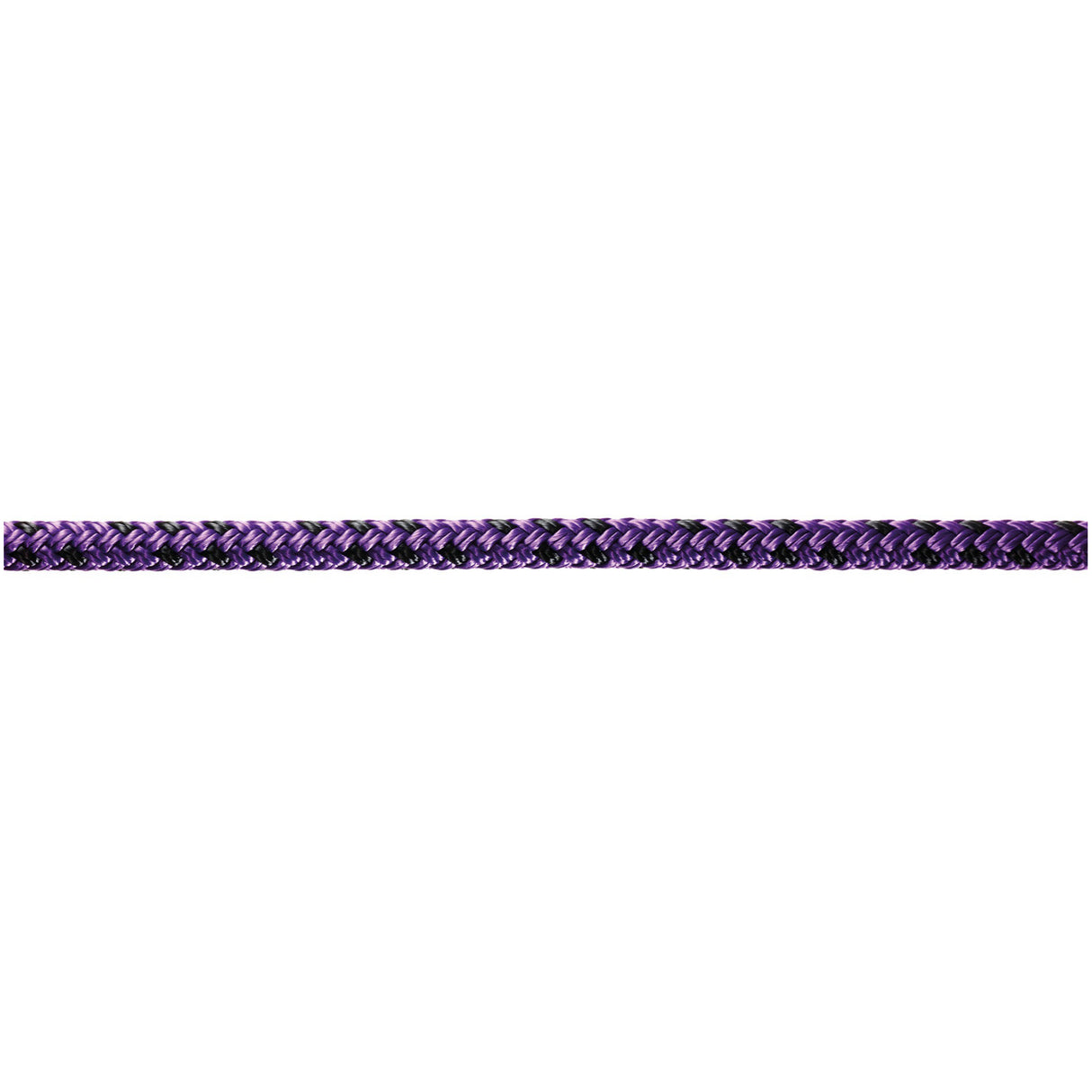 Purple and black braided rope on a white background