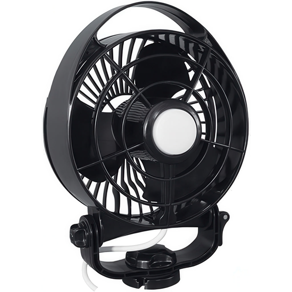 Black portable fan on a white background