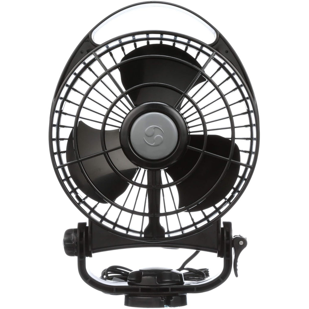 Black fan with a white background