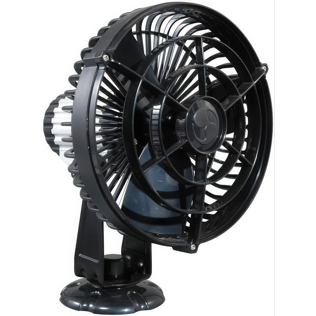 Black portable fan on a white background