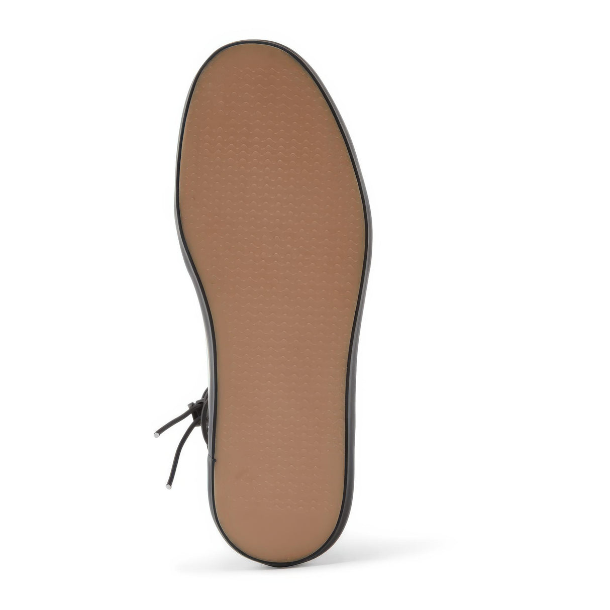 Brown shoe sole with black border on a white background