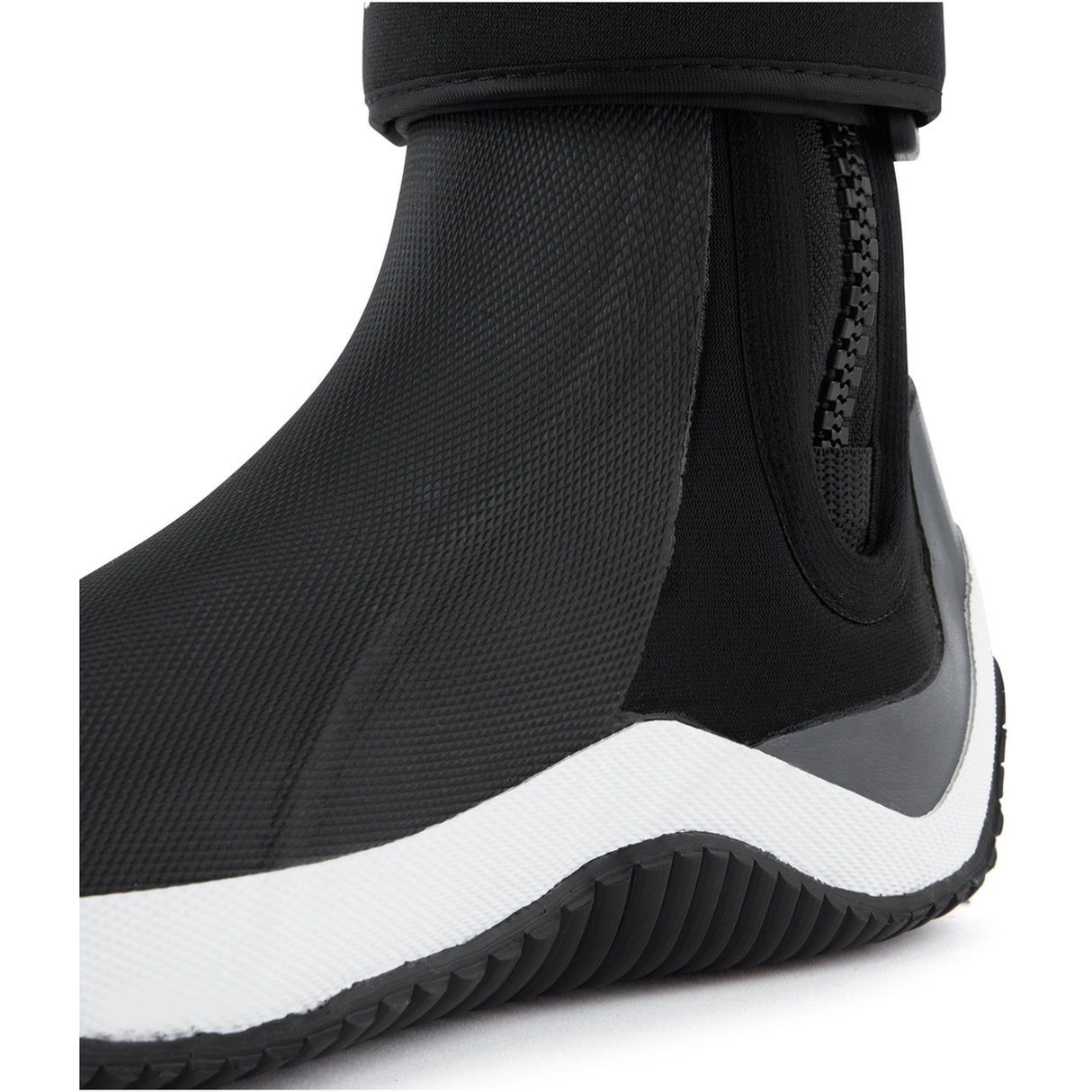 Gill Aero Side Black Zip Boot close up.