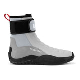 A high-top athletic boot in light gray and black with a red pull tab, featuring the 'edge 2.0' branding on the side, shown against a plain white background.