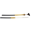 Two extendable poles with black and gold handles on a white background