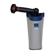 Black and gray tool with blue accents on a white background