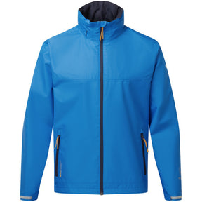 Blue jacket with black zipper on a white background