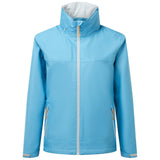 Light blue jacket with white zipper on a white background