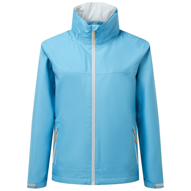 Light blue jacket with white zipper on a white background
