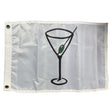 Flag with a martini glass and olive design on a white background