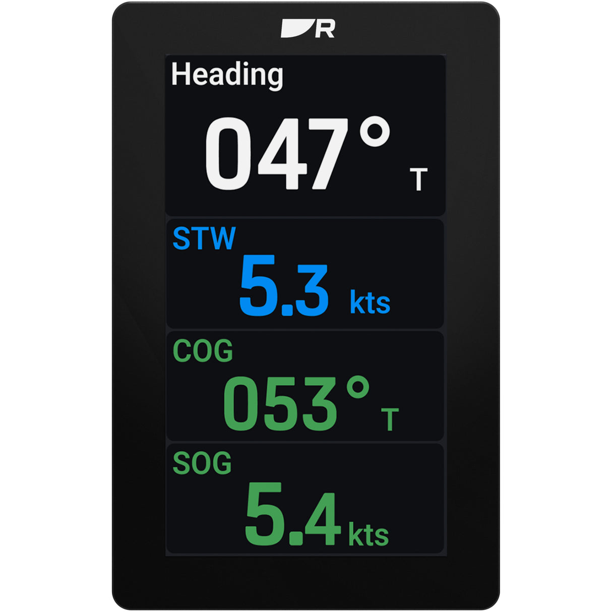 Raymarine Alpha 7" Performance  Instrument Display shown vertically