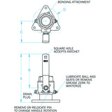 Groco 1" Tri-Flange Seacock diagram