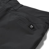 Black pants with a brand logo on a white background