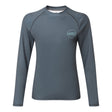 Gray long-sleeve shirt with a brand logo on a white background