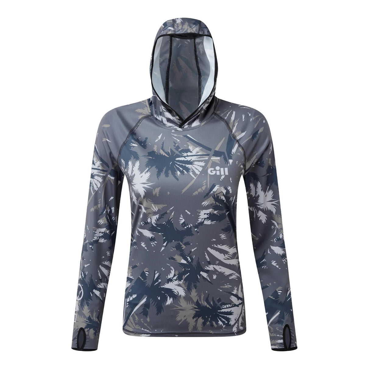 Hoodie with palm leaf pattern on a white background