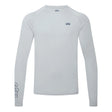 A light gray long-sleeve athletic shirt with a crew neck, featuring a small dark gray 'G11' logo on the left chest and a larger vertical 'G11' logo printed down the right sleeve, shown against a plain white background.