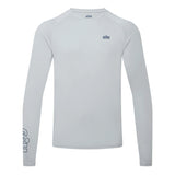 A light gray long-sleeve athletic shirt with a crew neck, featuring a small dark gray 'G11' logo on the left chest and a larger vertical 'G11' logo printed down the right sleeve, shown against a plain white background.