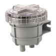 Gray and transparent plastic component on a white background