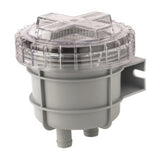Gray and transparent plastic component on a white background
