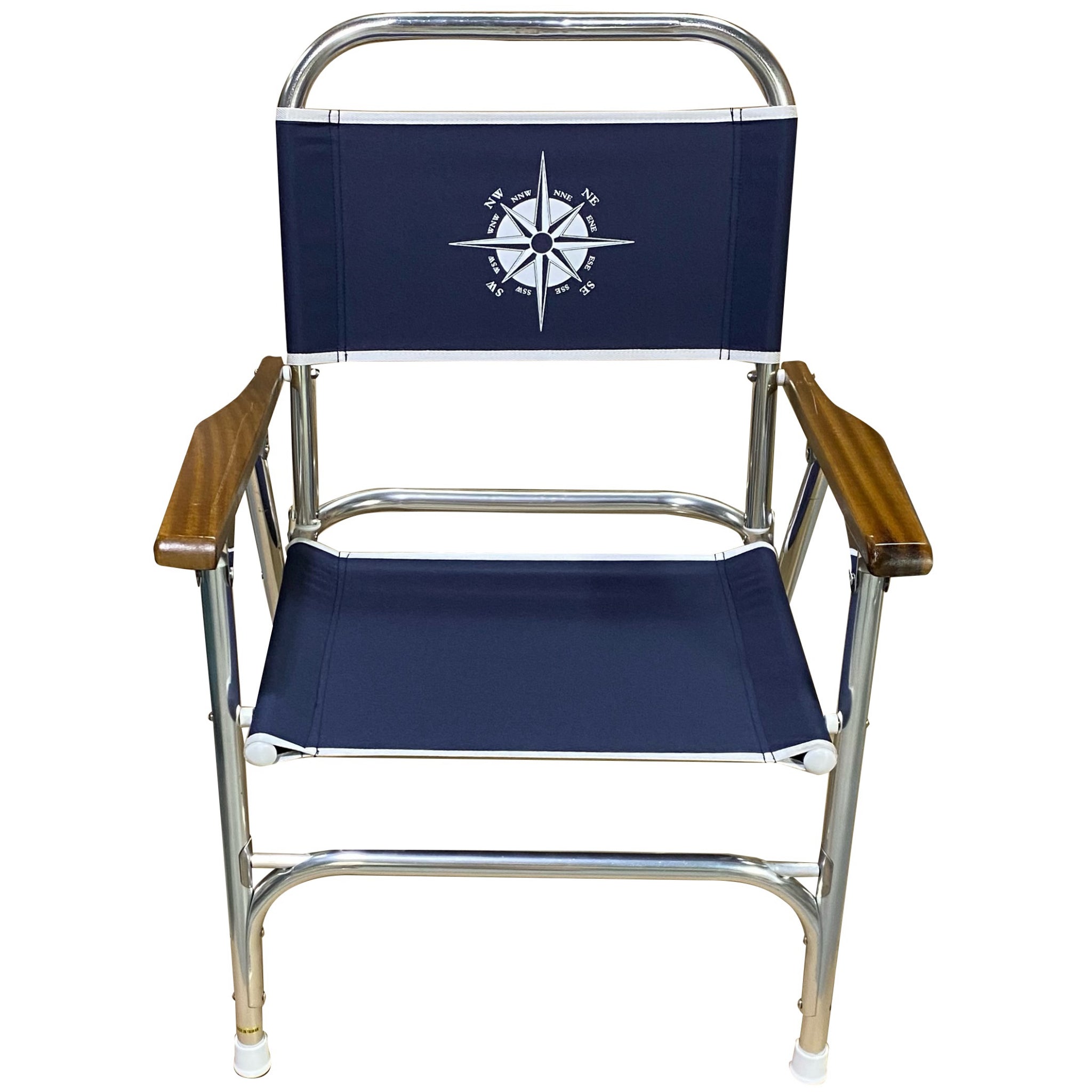 Canvas Folding Chair w/Teak Arm Rest - Navy