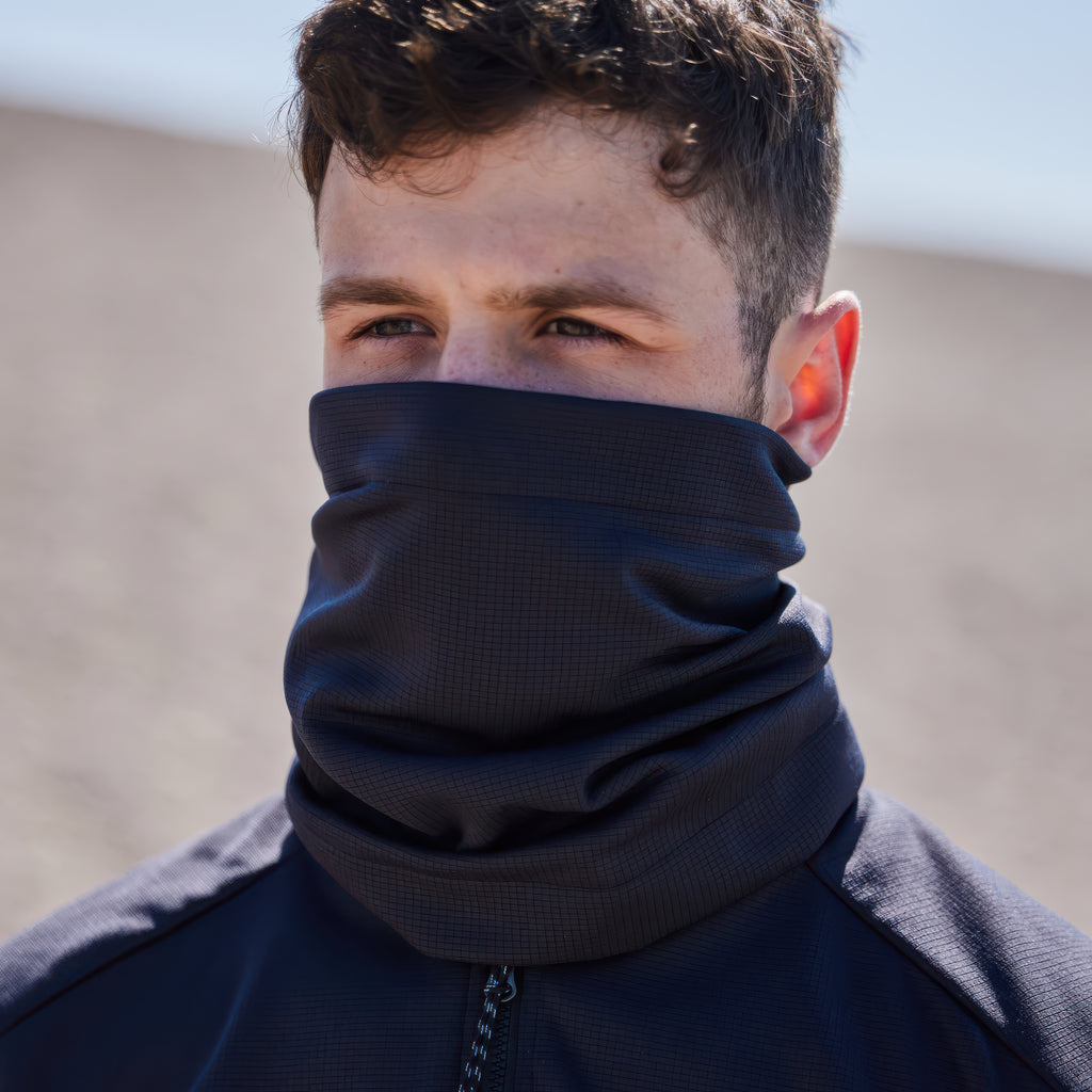 Person wearing Gill Thermal Neck Gaiter - Black.