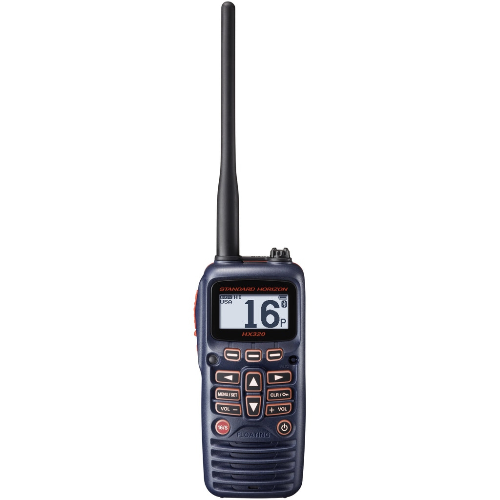Floating Handheld VHF/USB charge/Bluetooth 6W front.