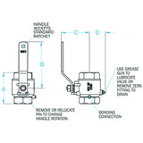Groco 1-1/2" Bronze In-Line Ball Valve diagram