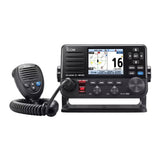 Marine radio with display and microphone on a white background