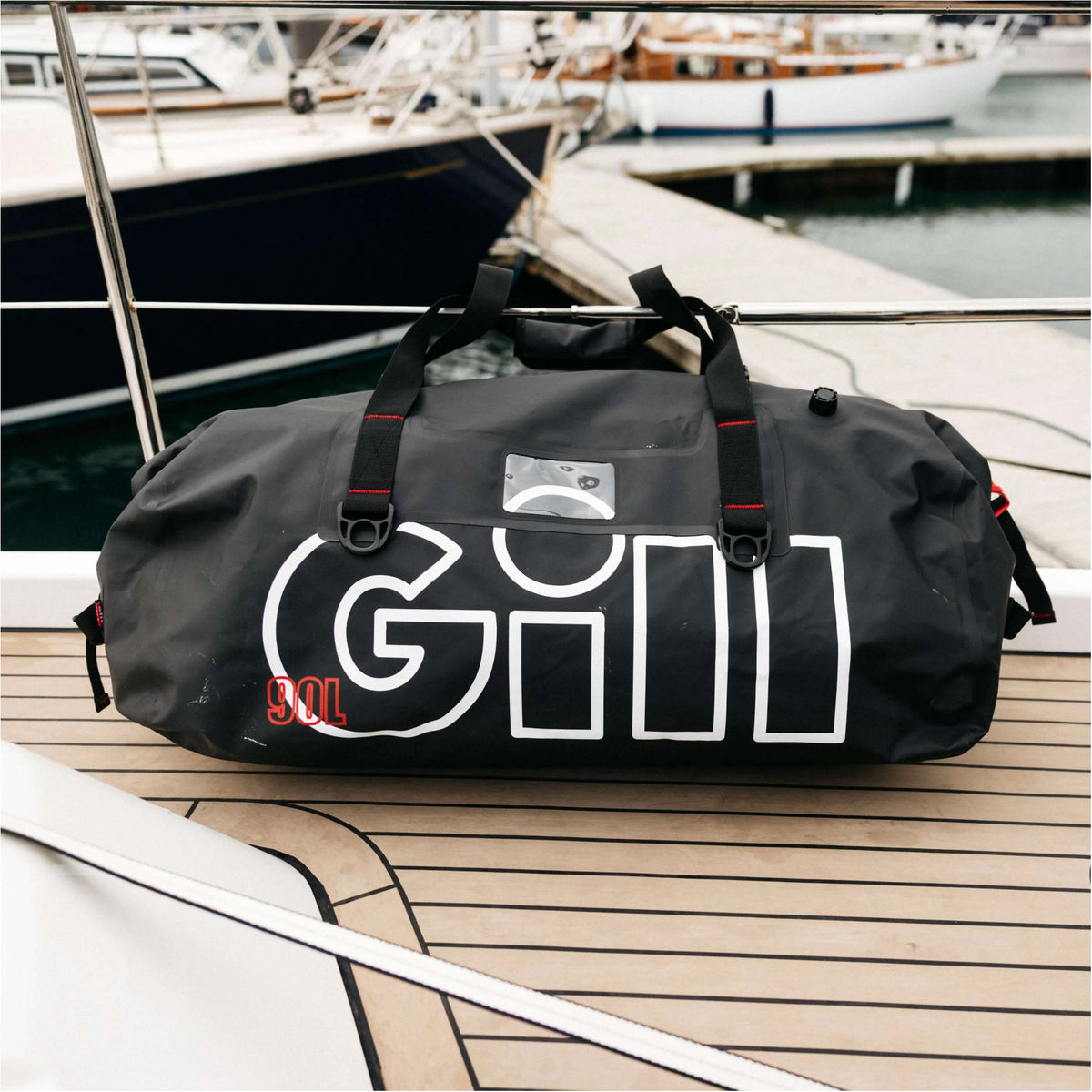Gill Voyager Duffel Dry Bag on dock.