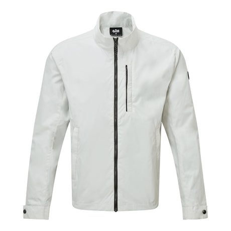 White jacket with a zipper on a white background