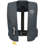 Gray life jacket with a visible brand logo on a white background