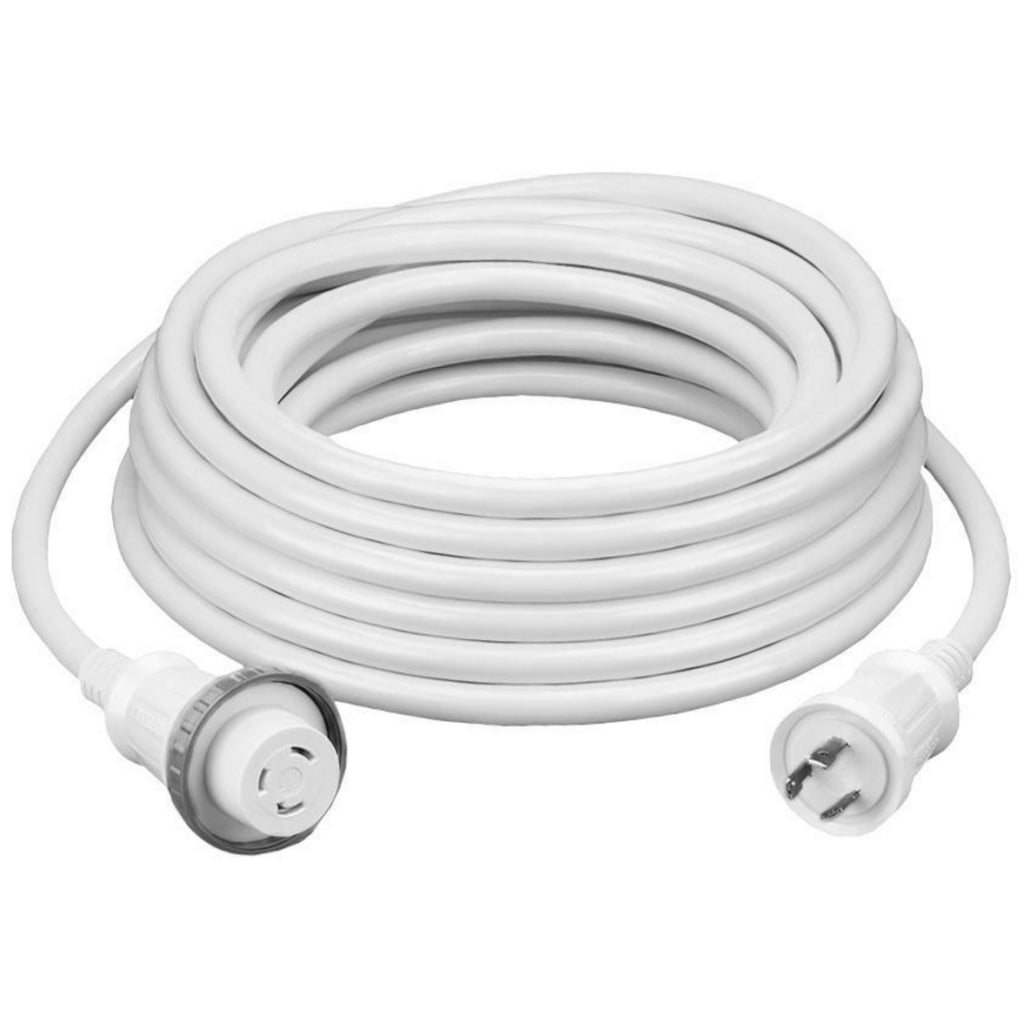 Marinco Shorepower Cordset with LED- 50' 30A White.