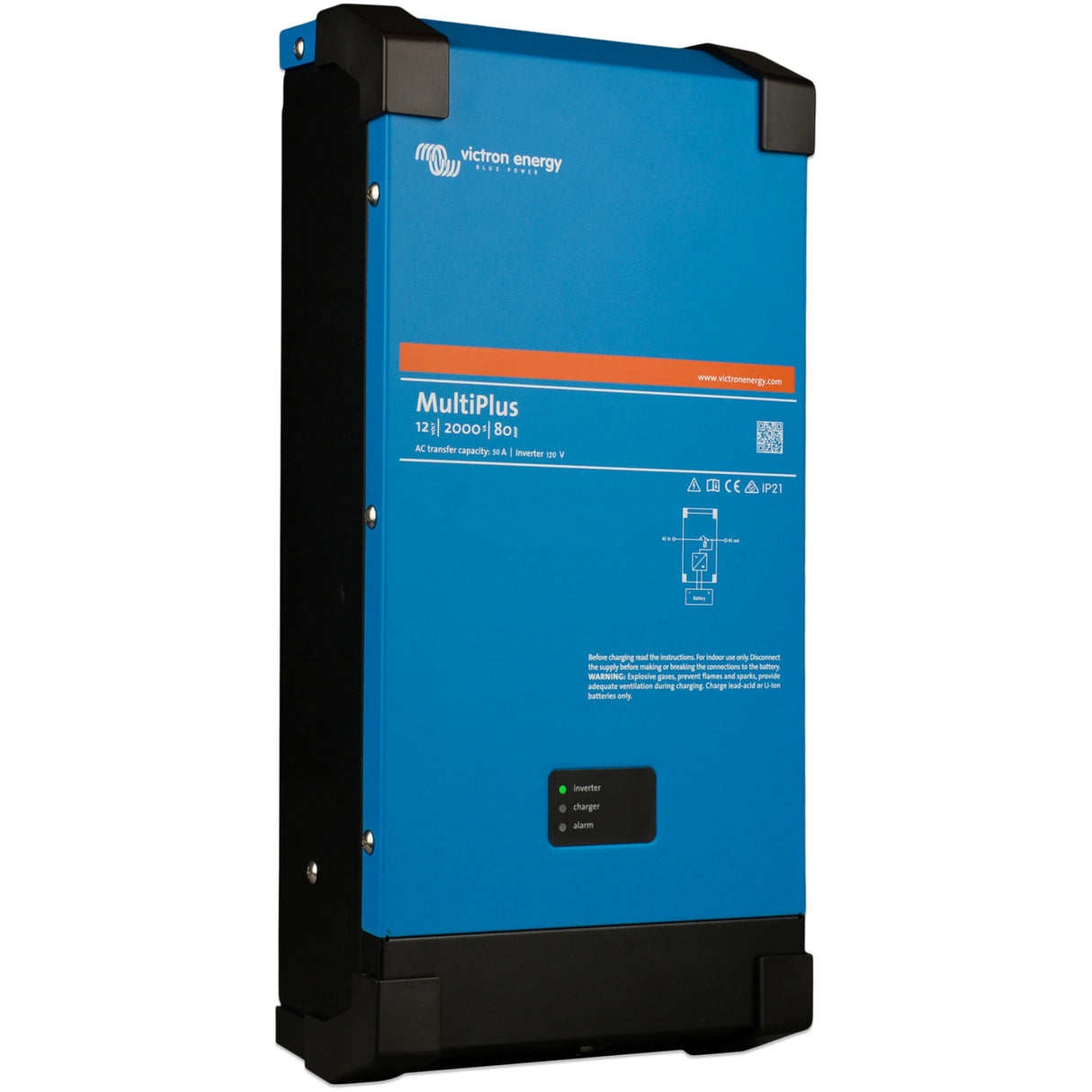Victron MultiPlus 12/2000/80-50 120V VE.Bus (UL) left view.