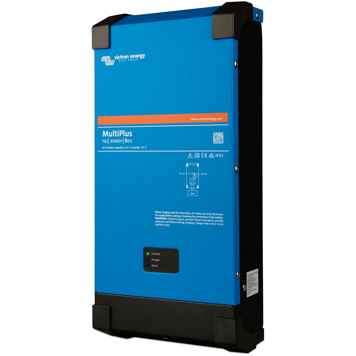 Victron MultiPlus 12/2000/80-50 120V VE.Bus (UL) right view.