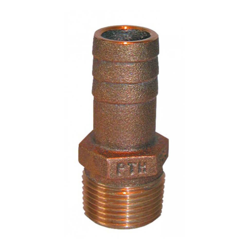 Groco Bronze Hose Barb to NPT - 1/2 Hose-1-1/8 Adp.