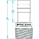 Groco Bronze Hose Barb to NPT - 1-1/2" diagram