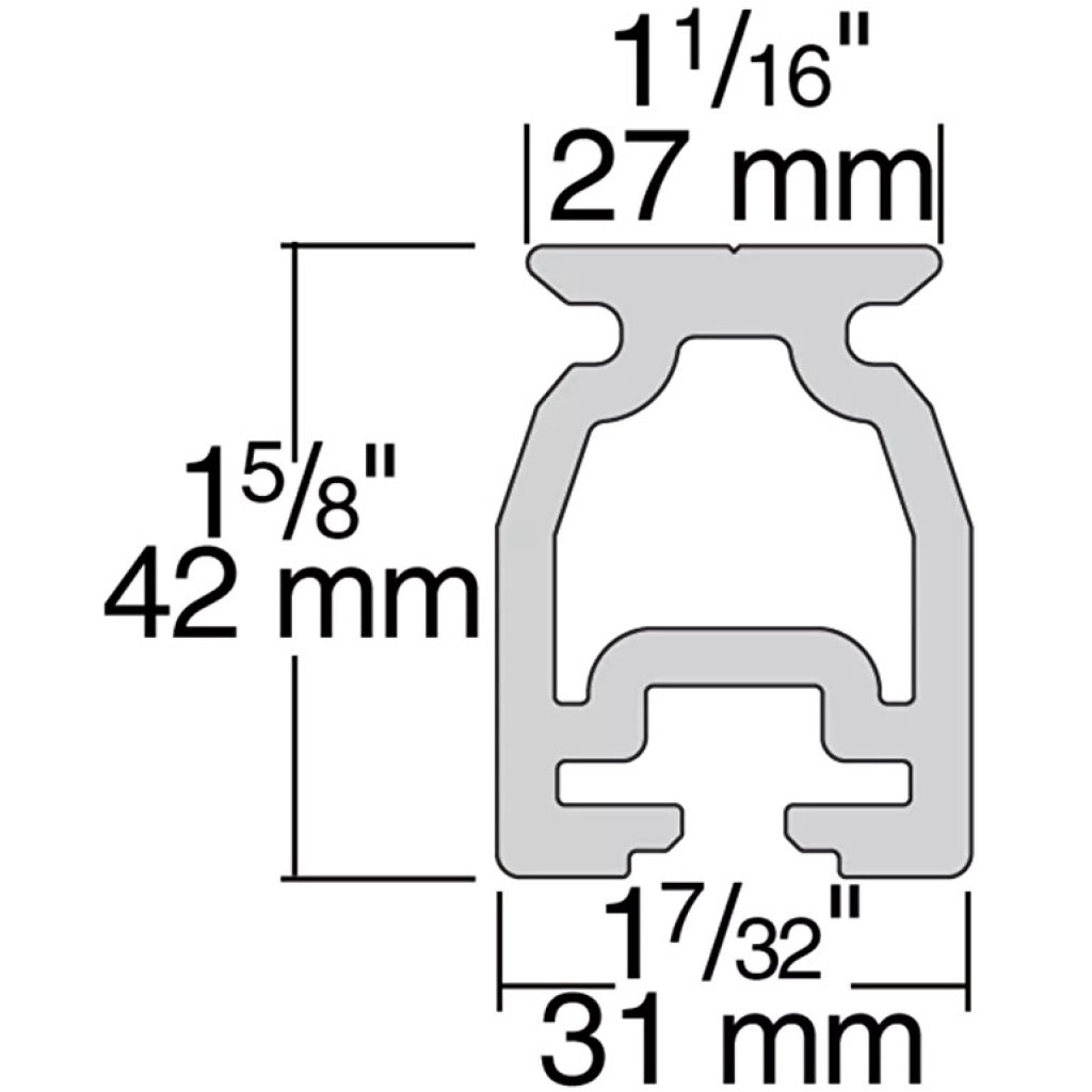 Harken MR 27mm CB High Beam Track dimensions