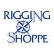 Blue text reading 'RIGGING SHOPPE' with a compass rose graphic in the center, on a plain white background.