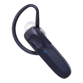 Black Bluetooth headset on a white background