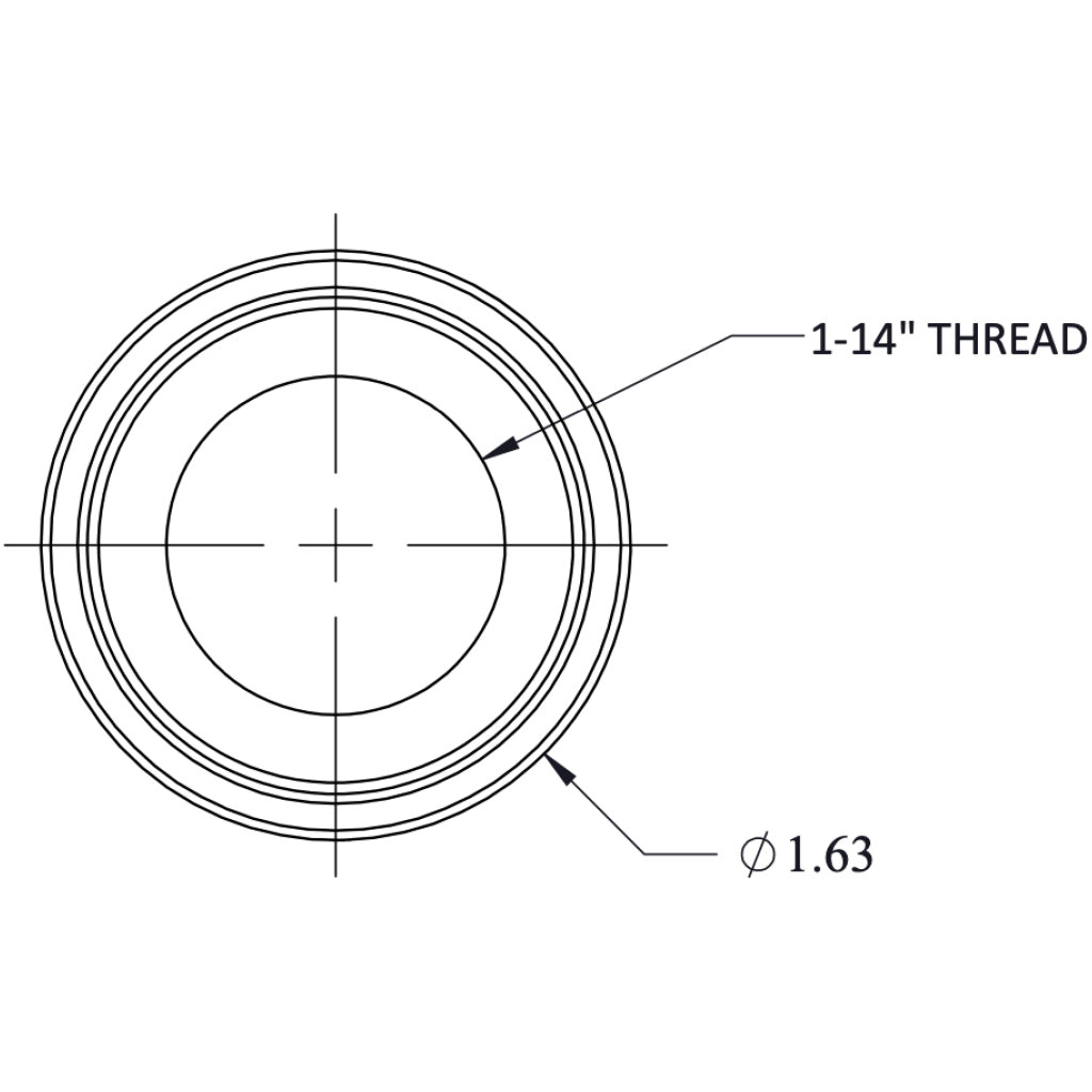 Seaview Starlink Stainless Adapter 1-14 Thread top dimensions drawing