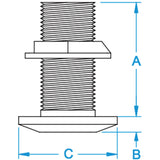 Groco 1/2" Bronze Thru Hull W/Nut diagram